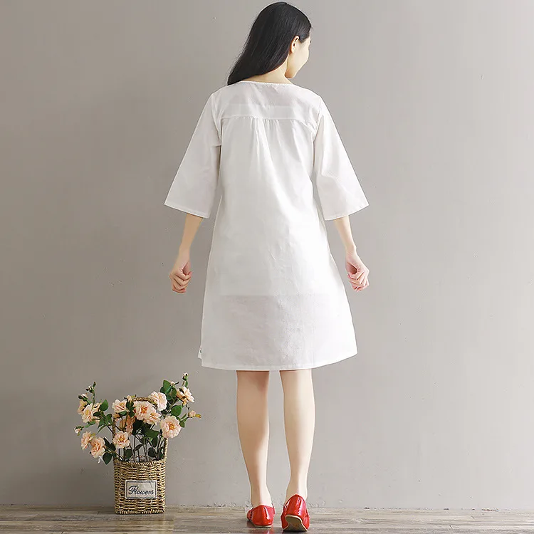 Новинка лета 2018 года хлопковые платья больших размеров с вышивкой в стиле ретро