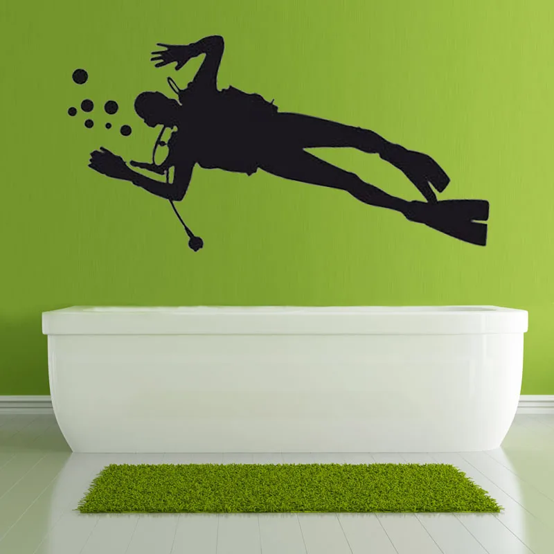 

Diver Glass Wall Sticker Bathroom Door Wall Decal Removable Waterproof Home Decor Wall Art Vinyl Murals Wallpaper