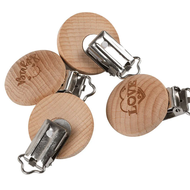 10Pcs New Baby Pacifier Clip For Holders Infant Soother Metal Beech Personalise Engrave Wood Craft Accessories Adapter | Украшения и