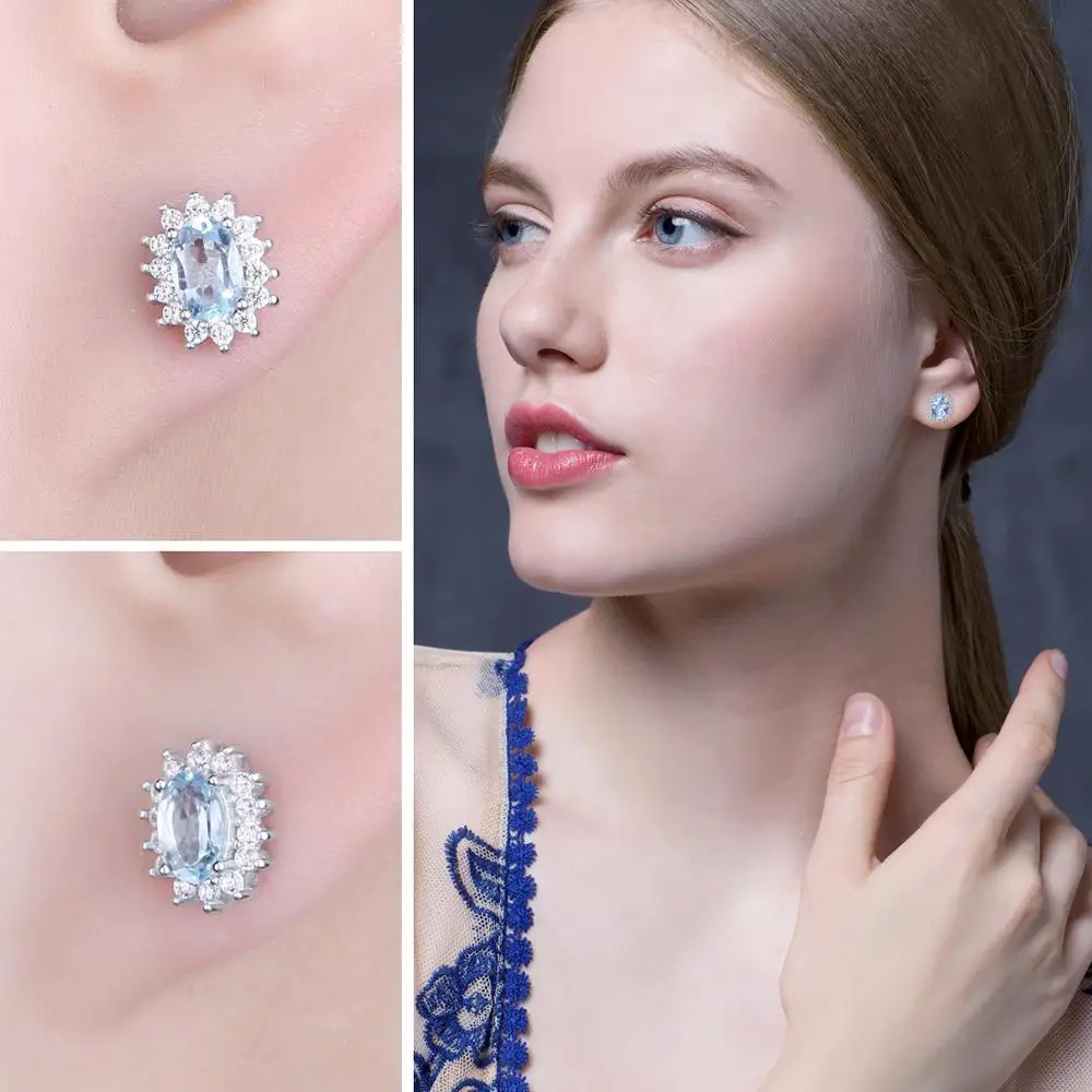 Женские серьги гвоздики с голубым топазом JewelryPalace Diana из стерлингового серебра 925