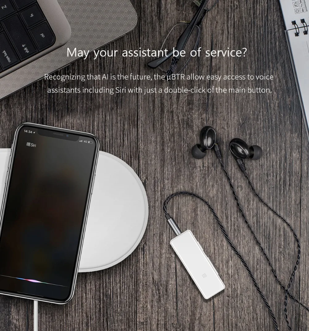 FIIO uBTR Bluertooth Receiver CSR8645 усилитель для наушников с автономным локальным регулятором громкости Встроенный микрофон Поддержка aptX NFC