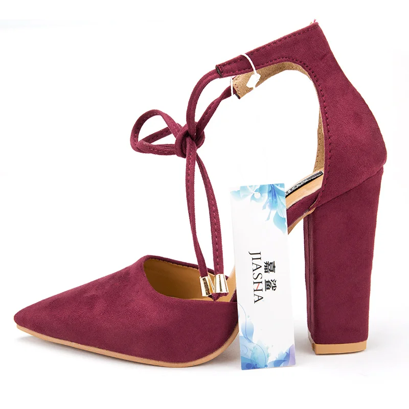 Женские замшевые туфли на высоком каблуке с ремешком щиколотке|thick heel pumps|heels pumpshigh