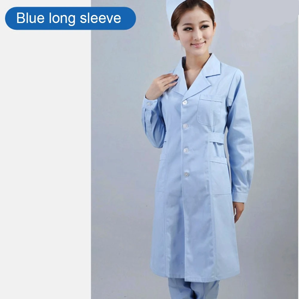 

Women Short Sleeve & Long Sleeve Long Doctor Work Coats Hospital Medical Manicurist Dental Scrubs Nurse Beauty Salon Uniform
