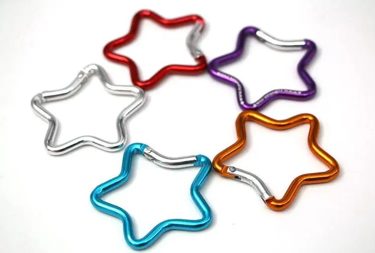 

300pcs 5cm Outdoor Ring Aluminum Star Carabiner KeyChain Hook Clip Climbing Camping Outdoor Color Random Delivery SN2489