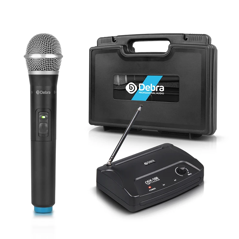 With Handheld Mic Debra аудио V-100 беспроводной VHF микрофон системы с портативным чехлом с портативным или Lavalier& Heatset для караоке - Цвет: With Handheld Mic