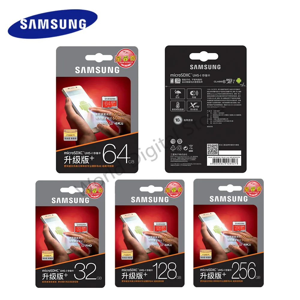 SAMSUNG карта памяти Micro SD 256 ГБ 128 Гб 64 32 оперативной 16 встроенной EVO Plus карты слот для