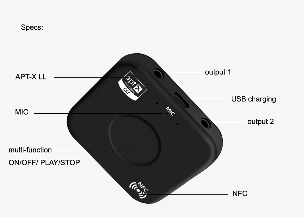 Беспроводной аудио приемник адаптер B7 плюс APT-X NFC низкой задержкой микрофон аудио двойной выход Bluetooth 4,2