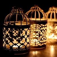 1pcs metal bird cage wedding candle holder golden and silver lantern morocco vintage small lanterns for candles decor