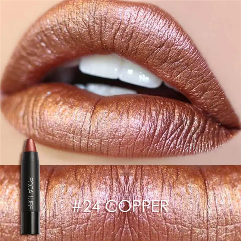 24 Косметика «focallure» красочные водостойкие Shimmer матовая помада для губ металлический стиль косметический - Цвет: 24