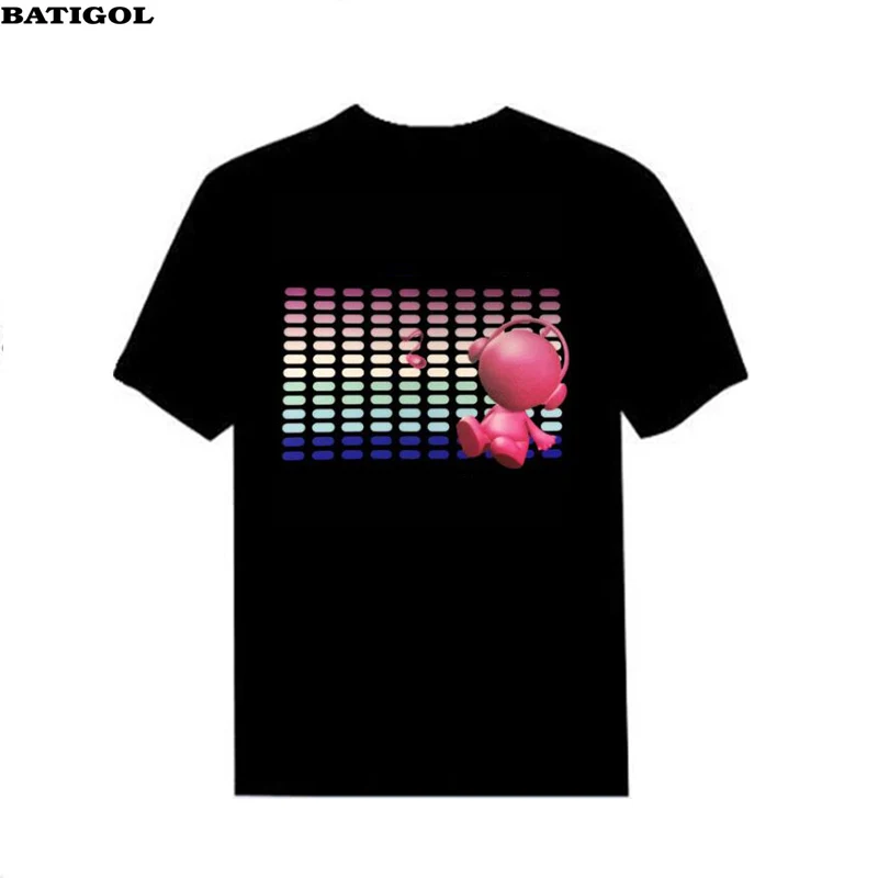 BATIGOL 2018 New Arrivals Women Short T-shirt Sound Activated Led Light Up and Down Flashing Equalizer Rock Disco Party DJ Tops | Женская