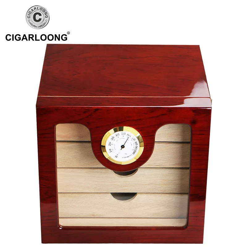 CIGARLOONG, 4 слоя, коробка для сигар, хьюмидор, кедровое дерево, увлажнитель с гигрометром, аксессуары для сигар, подарок, чехол для HH-1005A
