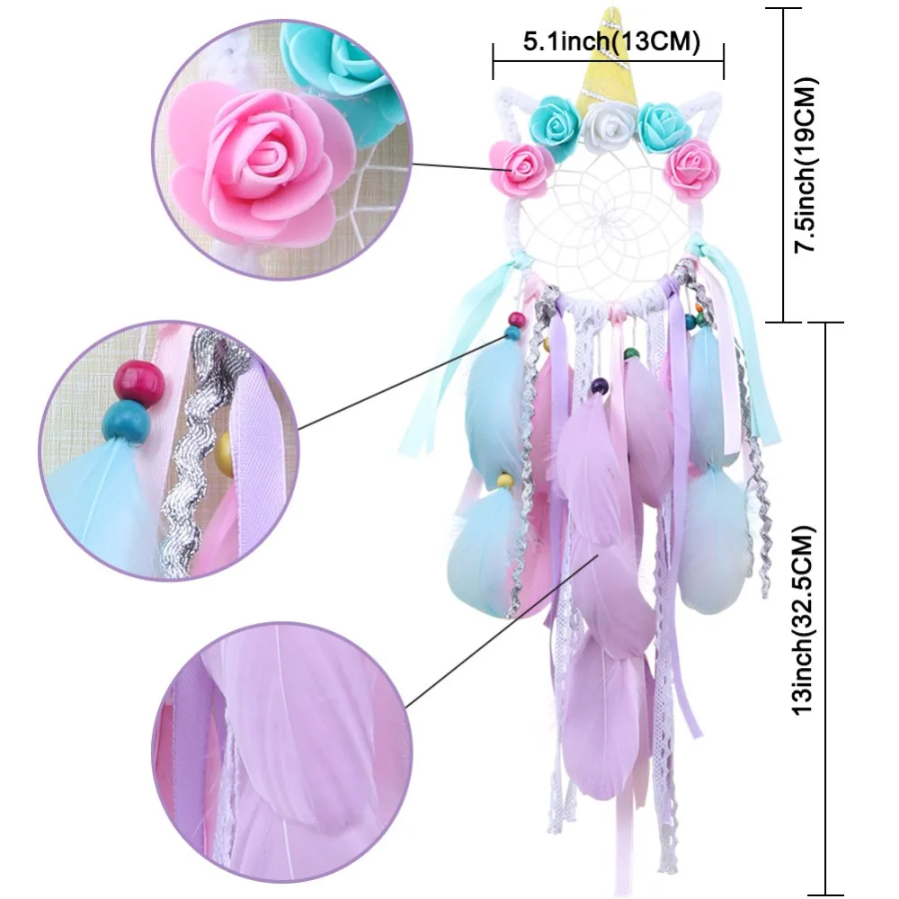 

OurWarm Handmade Unicorn Dream Catcher Birthday Party Wedding Favors Wind Chimes Girl Bedroom Home Decor Party Gift For Guest