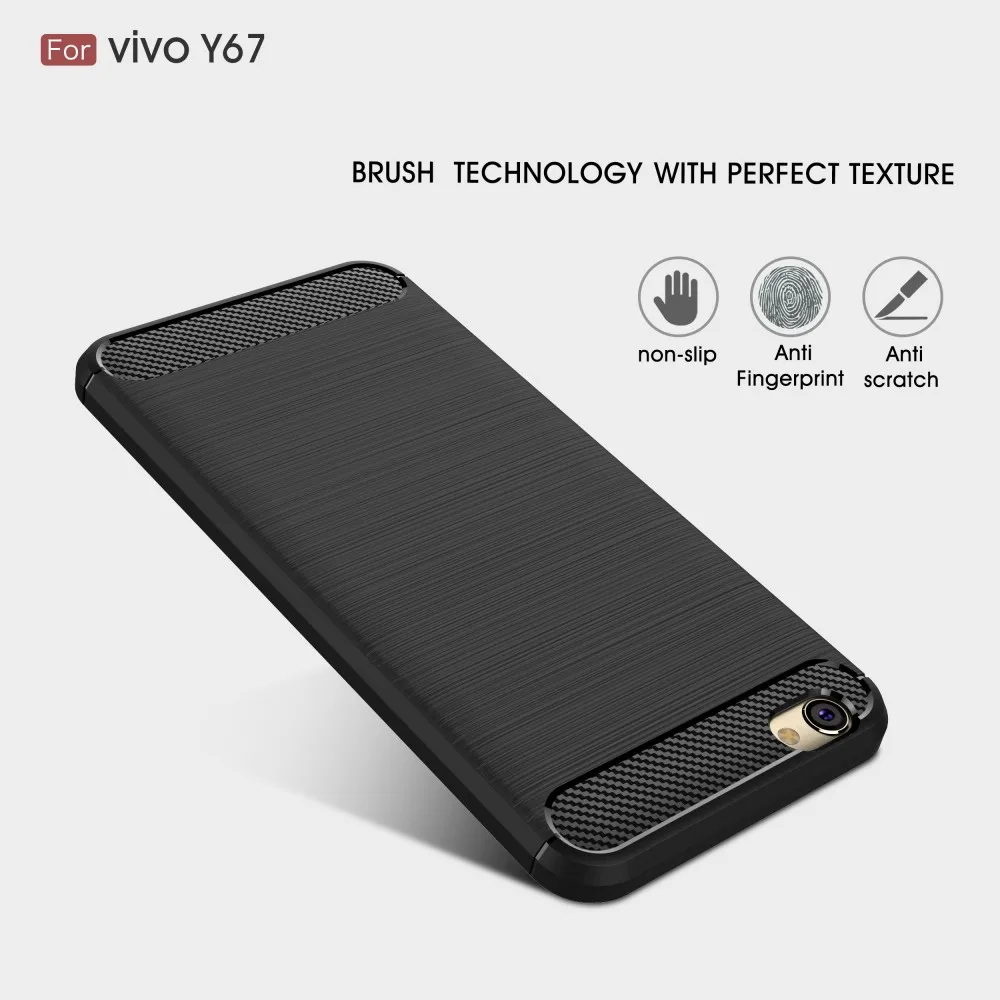 VIVO V5 случае углеродного Волокно текстуры щеткой Мягкий силиконовый чехол для