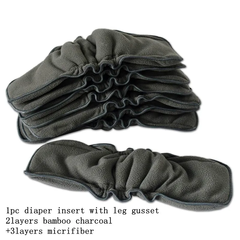 1pc gusset insert Бамбуковый уголь внутренний детский тканевый подгузник многоразовый подгузник водонепроницаемый подгузник детские подгузники один размер подходит подгузник - Цвет: 1pc gusset insert