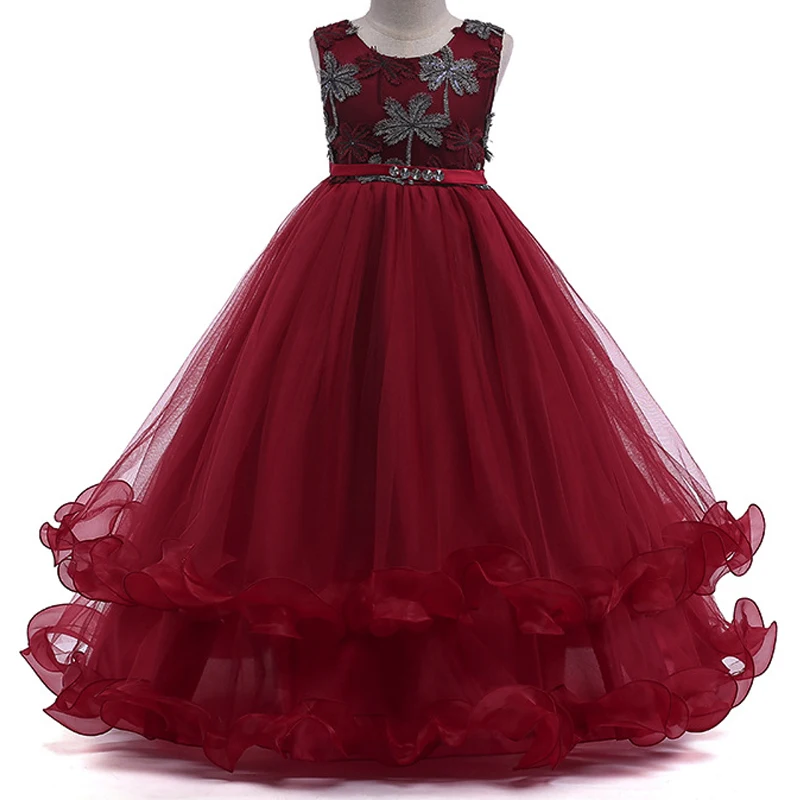 Kids Girls Lace Wedding Flower Dress kids Elegant Sleeveless Tulle girls Princess Party long baby clothes | Детская одежда и обувь