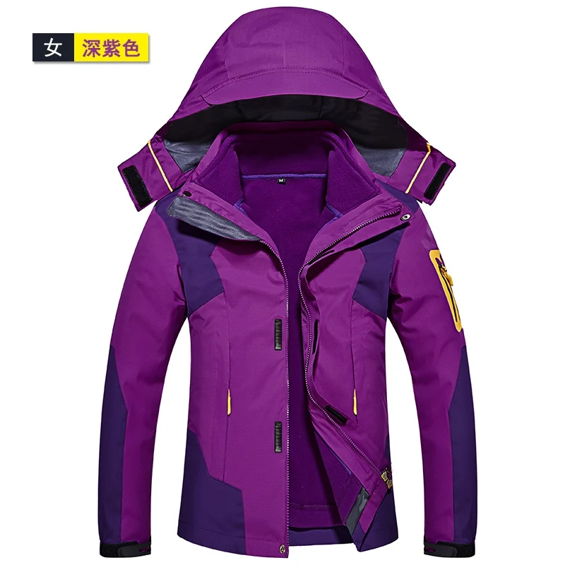 

New Climbing windproof waterproof jackets 3 in 1 women sports coat Winter jacket couple skiing jacket max size XXXL