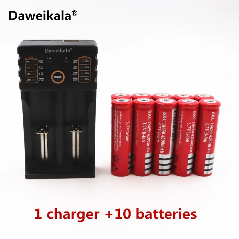Новинка 18650 Батарея 3,7 V 4200 MAH литий-ионная аккумуляторная батарея фонарик+ 1 шт зарядное устройство