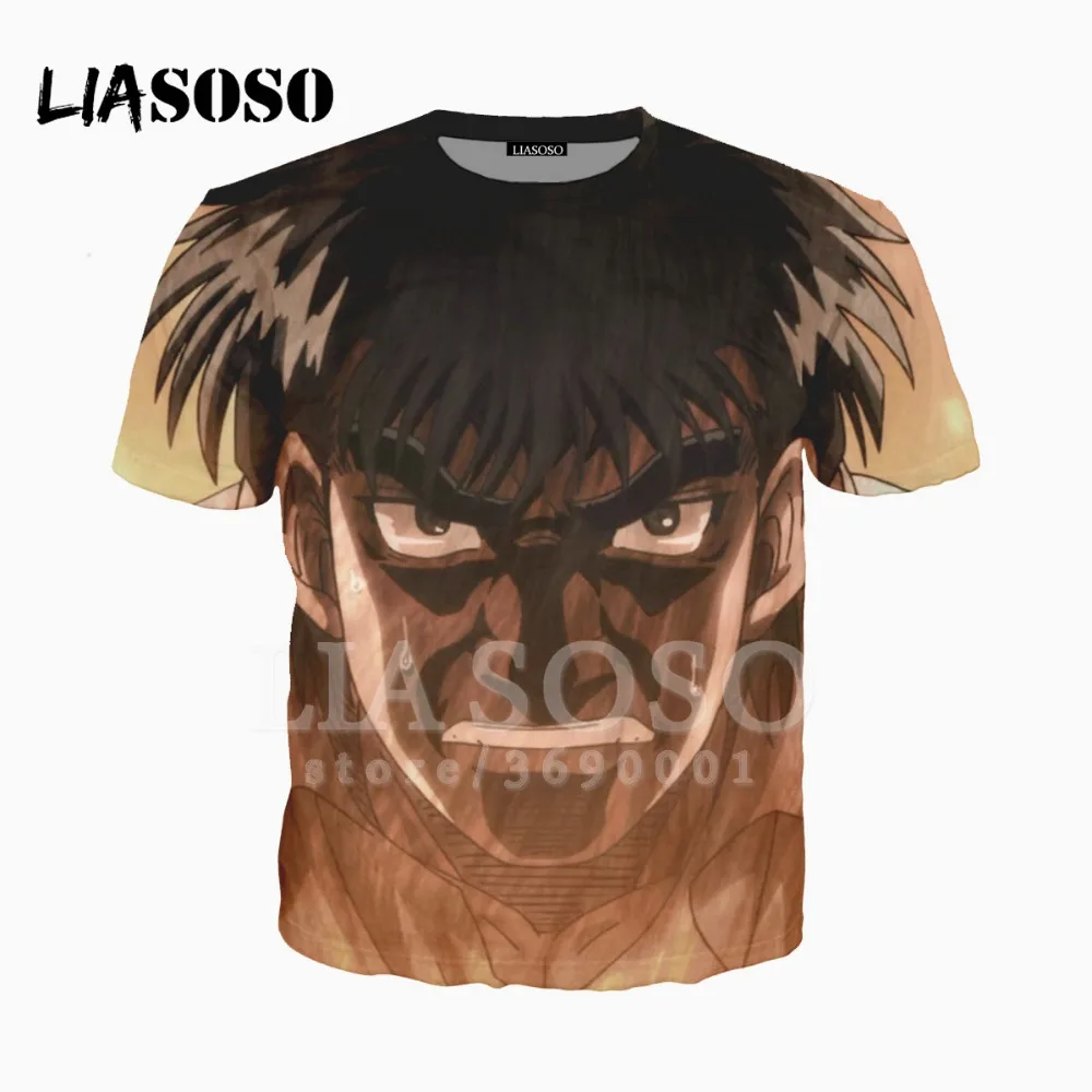 LIASOSO 3D принт для женщин и мужчин аниме Hajime No Ippo футболка Летняя пуловер с круглым