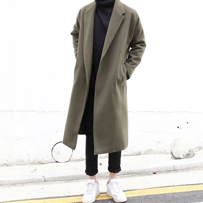2017 Новый зимний мужской модный свободный шерстяной Тренч верхняя одежда