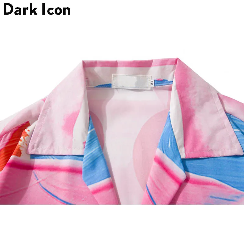 Dark Icon Printed Turn-down Collar Men's Shirt Street Shirts Men 2019 Summer Vintage Hip Hop Streetwear Clothing | Мужская одежда