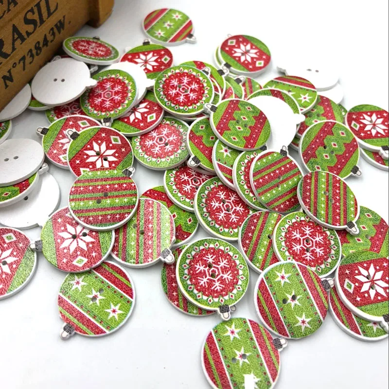 50pcs Mix Christmas kid's/ Baby Wood Button DIY Craft Sewing 23mm WB454 | Дом и сад