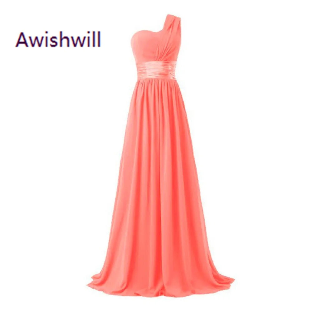 Дешевое длинное платье подружки невесты на одно плечо 2020 ТРАПЕЦИЕВИДНОЕ