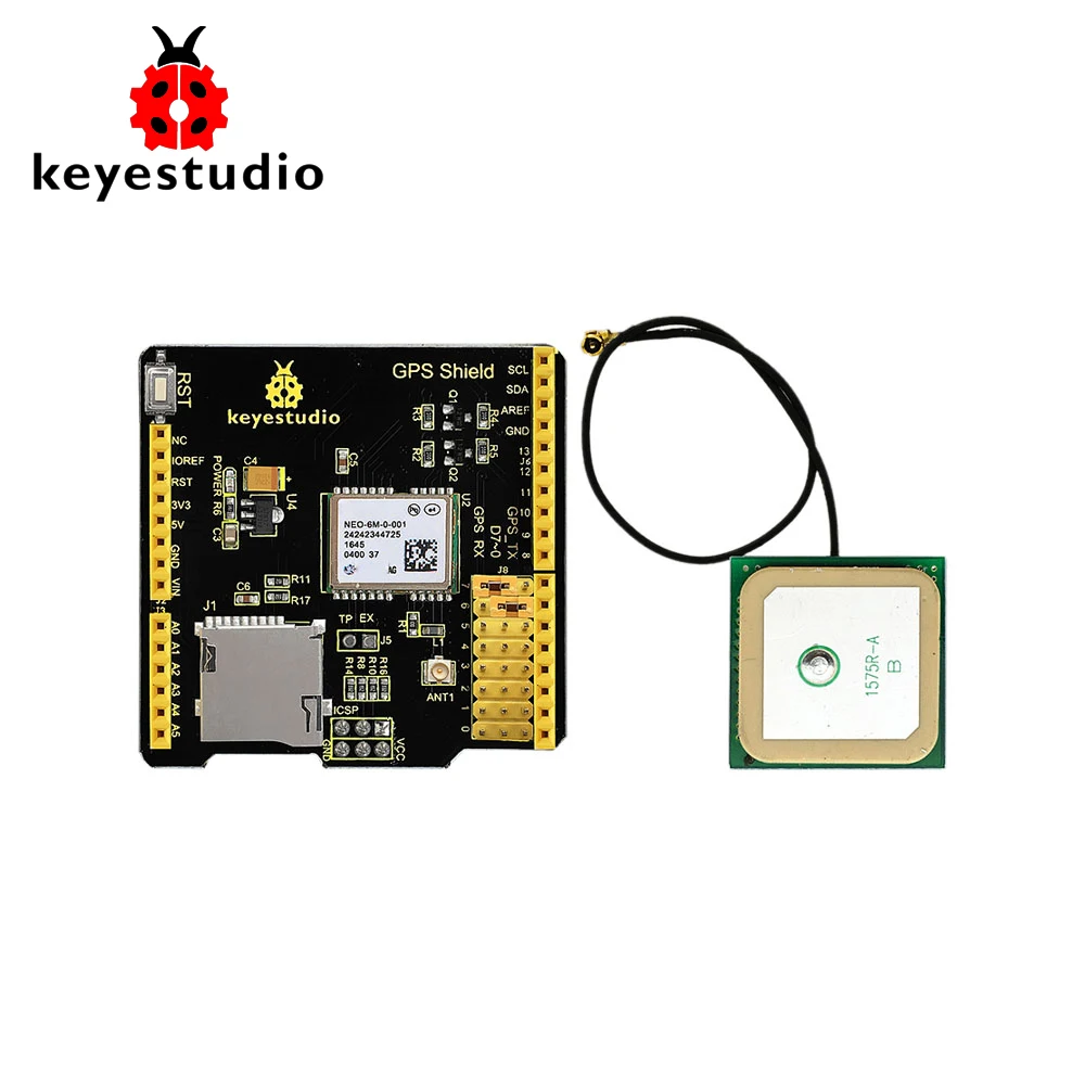 Keyestudio GPS NEO-6M Shield Board Module With SD slot +Antenna For Arduino UNO R3
