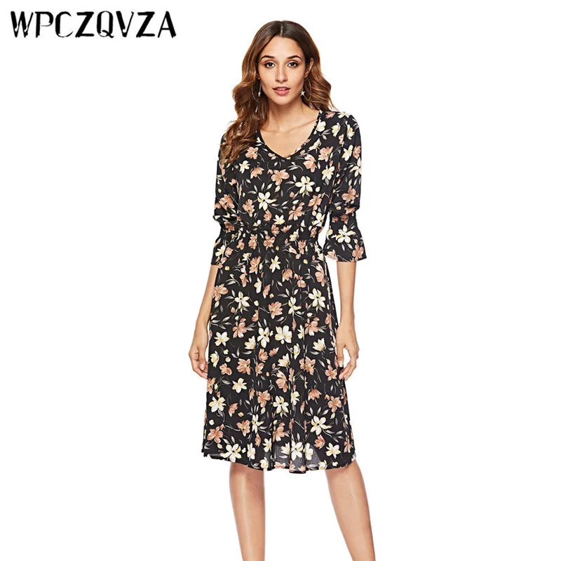 Женское платье WPCZQVZA весеннее шифоновое сексуальное облегающее с принтом и пятью