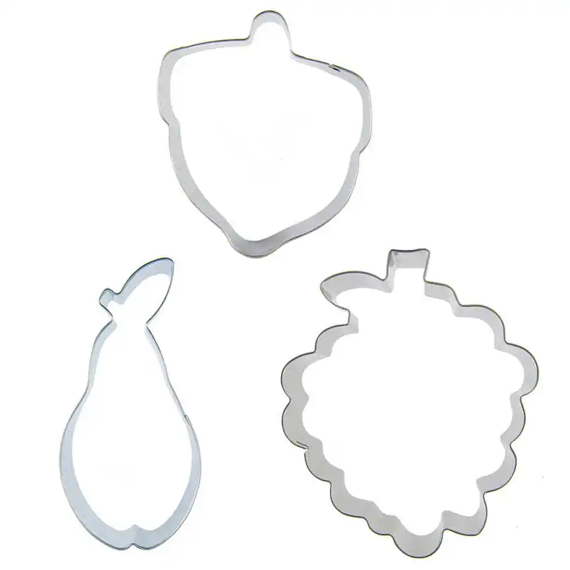 3 pcs Nuts Big pear grape Stainless steel Cookie cutter biscuit embossing machine Pastry Fudge molds Cake decorating DIY tools