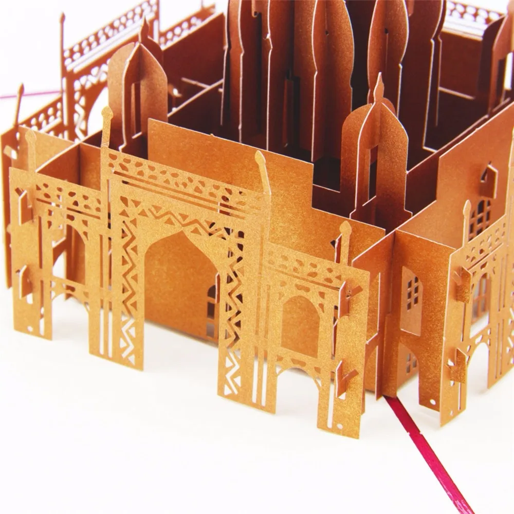 3D всплывающие поздравление с днем рождения карты конвертом Taj Mahal открытка на