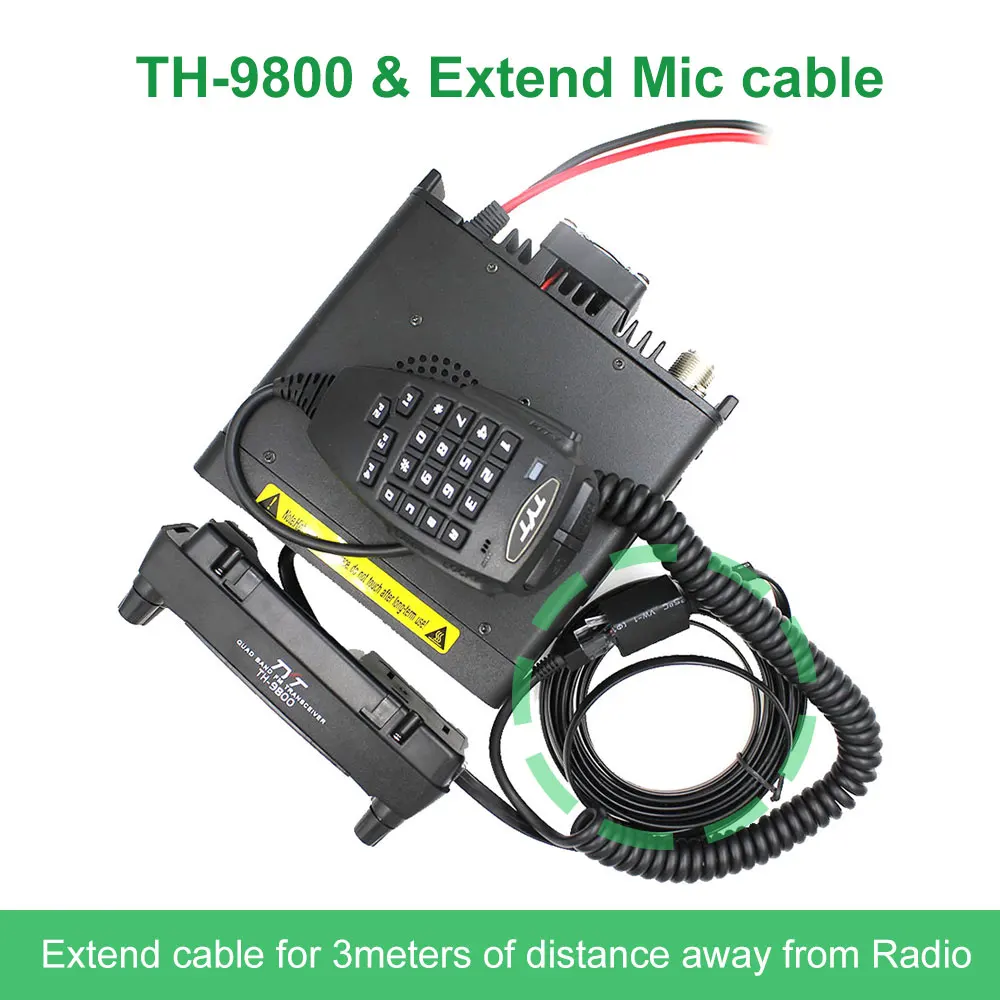 TYT TH-9800 Plus автомобильный мобильный радиоприемник Walkie Talkie 50 км трансивер Quad Band двойной дисплей ретранслятор скремблер TH9800 S/N 1901A - Цвет: TH9800-3M cable