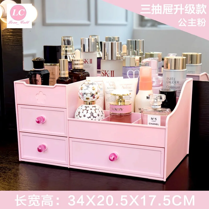 

Drawer Type Cosmetic Storage Box Large Finishing Skin Care Desktop Dressing Table Plastic Lipstick Rack Cosmetic Organizer