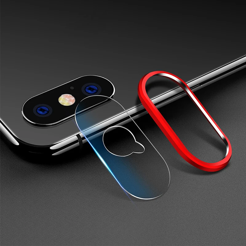 Для iPhone XS MAX пленка для объектива камеры + металлическое заднее кольцо XR X 8 7 Plus