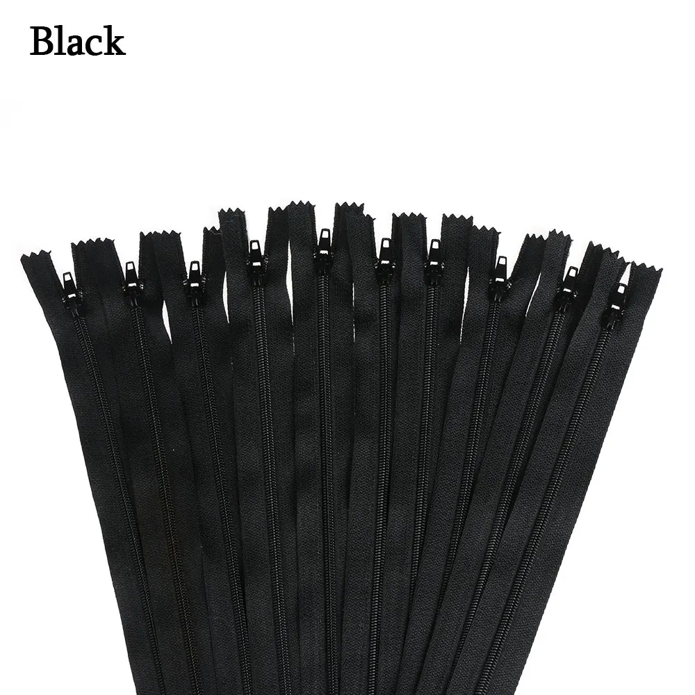 black 10 шт./лот красочные нейлоновые катушки молнии портной одежды шитье близкого конца ручной работы для брюк одежды DIY аксессуары - Цвет: black