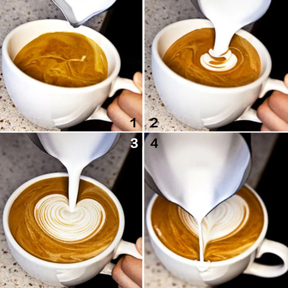 1 шт. нержавеющая сталь эспрессо кофе потяните чашка с цветами латте молочный