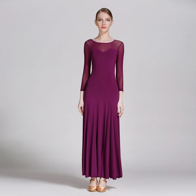 Новое современное бальное платье для танцев для женщин - Цвет: purple silk