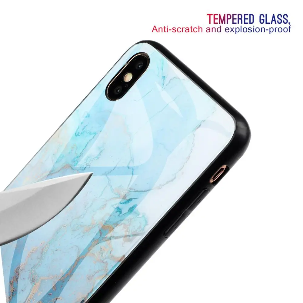 Marble Tempered Glass Phone Case For iPhone 8 7 6S 6 Plus Girl Men Hard Cover Apple X XR XS Max Coque Soft TPU Cases | Мобильные