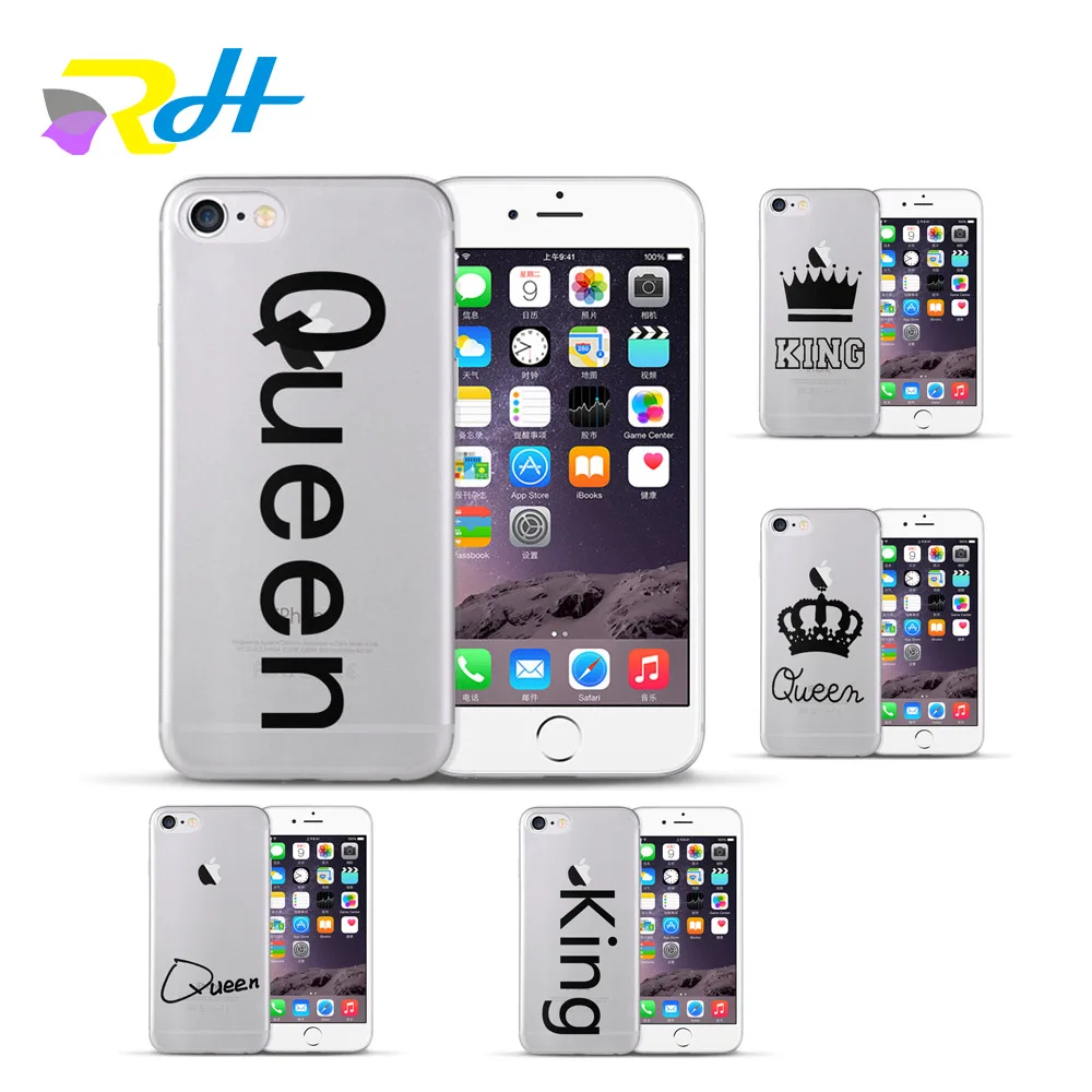 Наклейка Дизайн Королева Король Корона чехол серии для iPhone 6 6S Plus 5 5S SE 7 8 X Xr Xs Max Coque