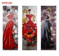 three picture combination oil paintings unframed impressionist hand painted decorative pictures canvas art free shipping