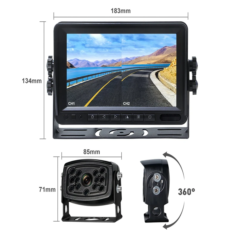 YuanTing Digital Wireless Signal Transmission System 7'' HD Monitor Night Vision Waterproof Backup Rear View Camera For Truck RV |