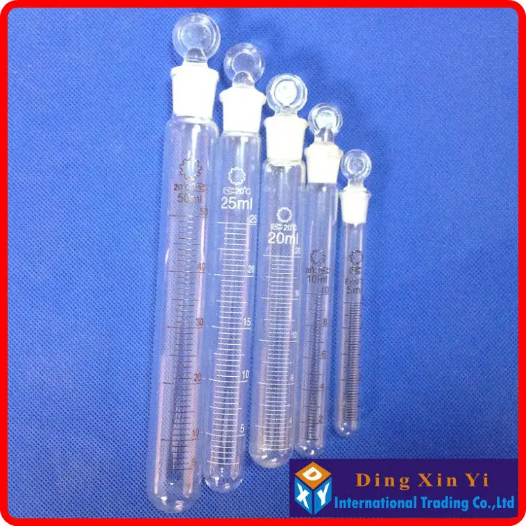 (20 pieces/lot) lab tools 50ml Test Tube with graduation and ground-in stopper