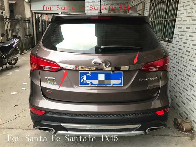 Аксессуары из нержавеющей стали подходят для hyundai Santa Fe Santafe IX45 2013 Задняя Крышка багажника отделка - Цвет: 1