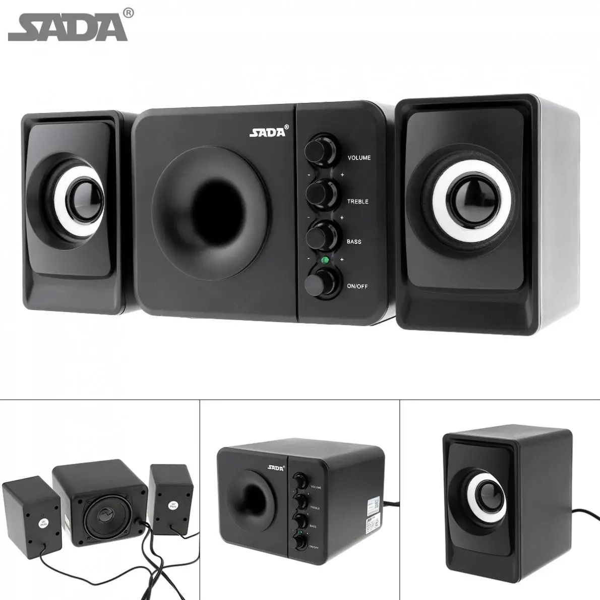 

SADA D-205 USB2.0 Subwoofer Computer Speaker with 3.5mm Audio Plug and USB Power Plug for Desktop PC Laptop MP3 Cellphone MP4