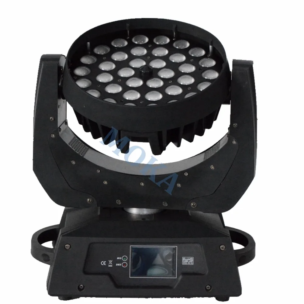2 шт./лот 320 Вт Led Wash Zoom сценическая движущаяся головка 36*18 свет 6 в 1 RGBWY УФ Звук Авто