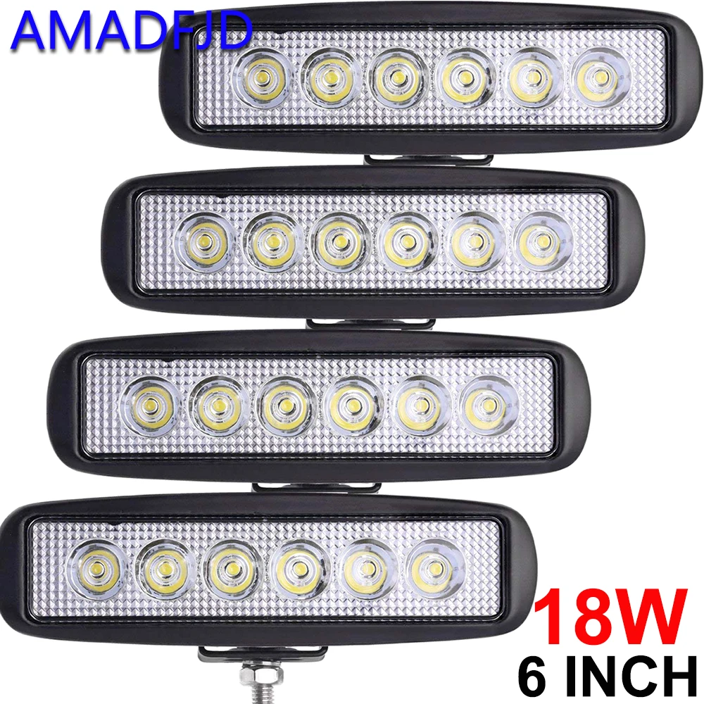 1800LM 6000k LED Work Light 6" 12V Led Beams Led Bar Car Off road 4x4 Flood Spot Light For SUV 4WD offroad Accessories Fog Lamp