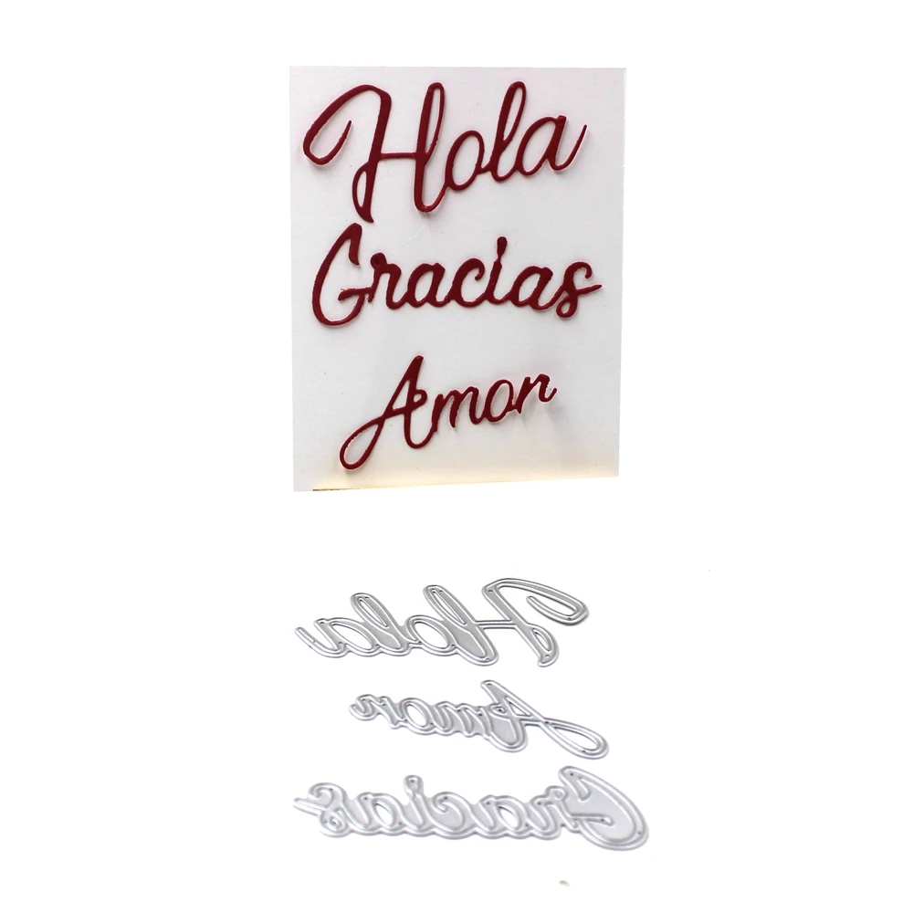 Испанские металлические Вырубные штампы Hola Amor благодарим для сделай сам