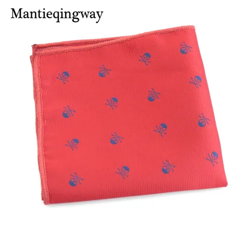 MYBZZ041RD Mantieqingway бренд череп черный Пейсли мужской платок полиэстер горошек полотенце для сундуков модные карманные квадраты галстук ручной работы - Цвет: MYBZZ041RD