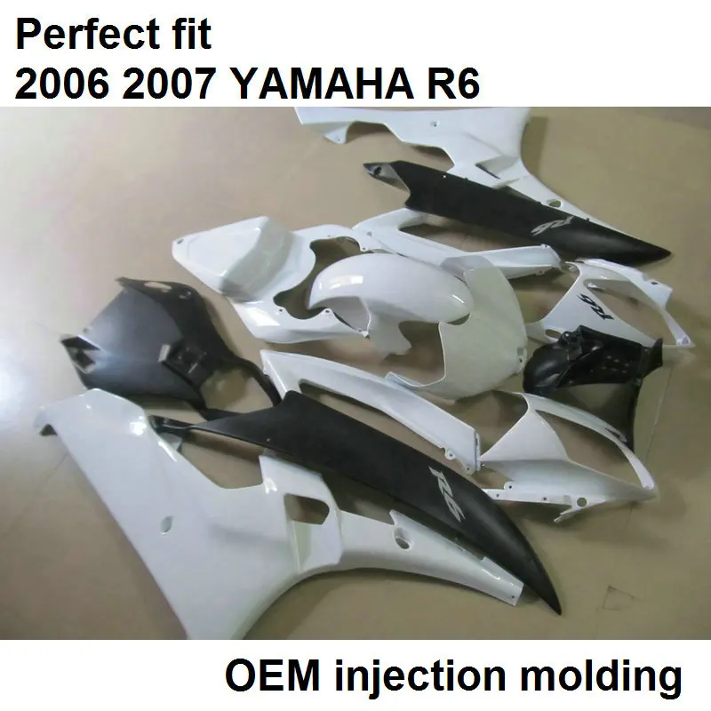 Aftermarket части тела Обтекатели для YAMAHA YZF R6 06 07 Белый Черный мотоцикл обтекатель