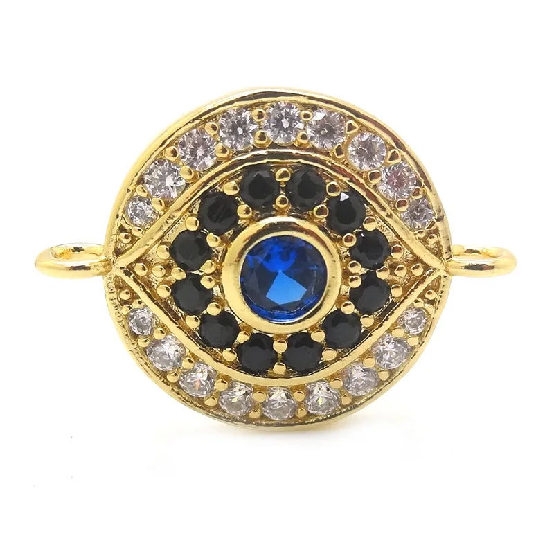 Позолоченные микро-закрепки 18 карат с синим фианитом соединитель Хамса для