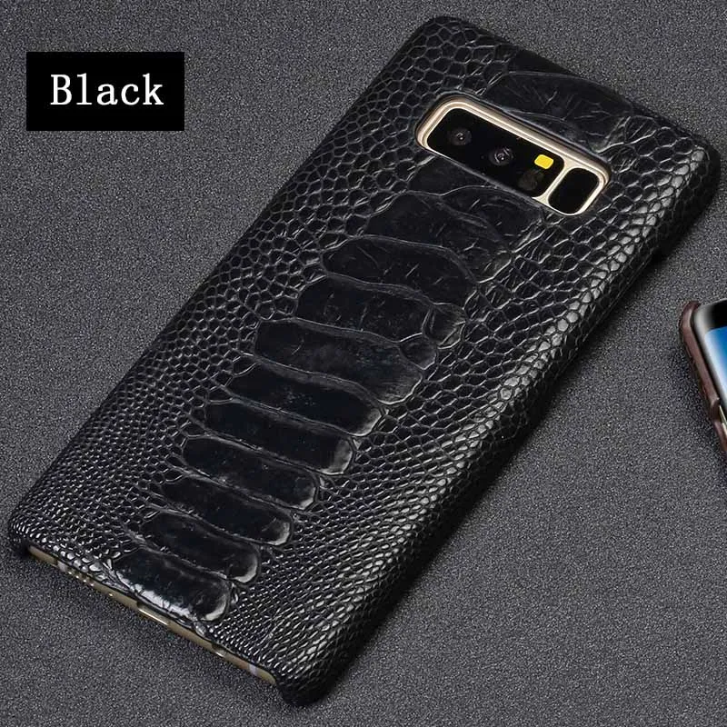 Black Натуральная кожа чехол для телефона для samsung Note 8 9 S7 край S8 S9 плюс A5 A7 A8 J3 J5 J7 натуральный Лисий Мех страуса стопы накладка на заднюю панель с рисунком - Цвет: Black